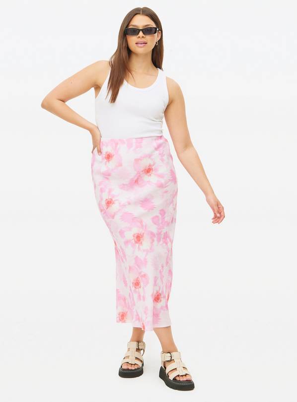 Pink Floral Midaxi Slip Skirt 10